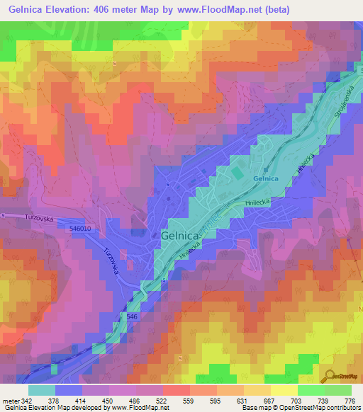 Gelnica,Slovakia Elevation Map