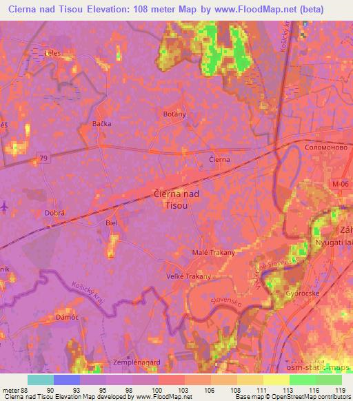Cierna nad Tisou,Slovakia Elevation Map