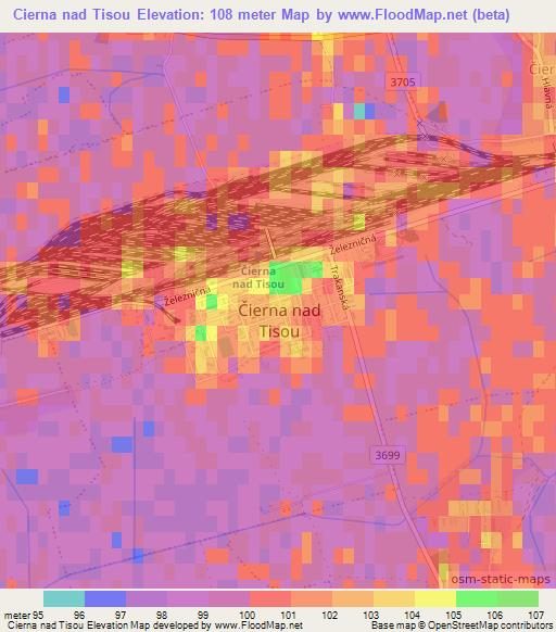 Cierna nad Tisou,Slovakia Elevation Map