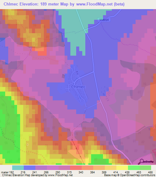 Chlmec,Slovakia Elevation Map