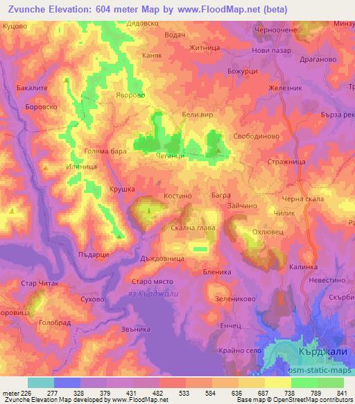 Zvunche,Bulgaria Elevation Map