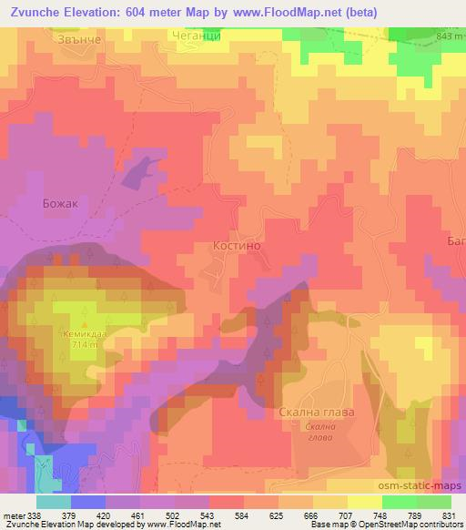 Zvunche,Bulgaria Elevation Map
