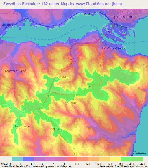 Zvezditsa,Bulgaria Elevation Map