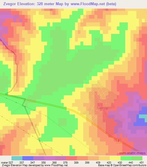 Zvegor,Bulgaria Elevation Map