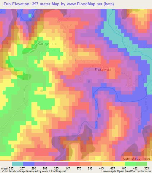Zub,Bulgaria Elevation Map