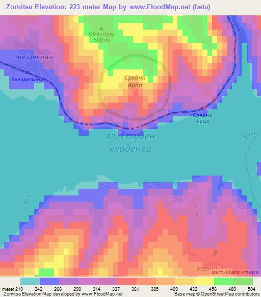 Zornitsa,Bulgaria Elevation Map