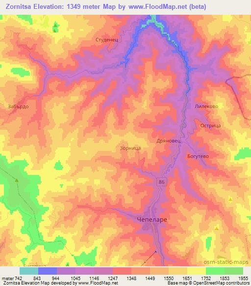 Zornitsa,Bulgaria Elevation Map
