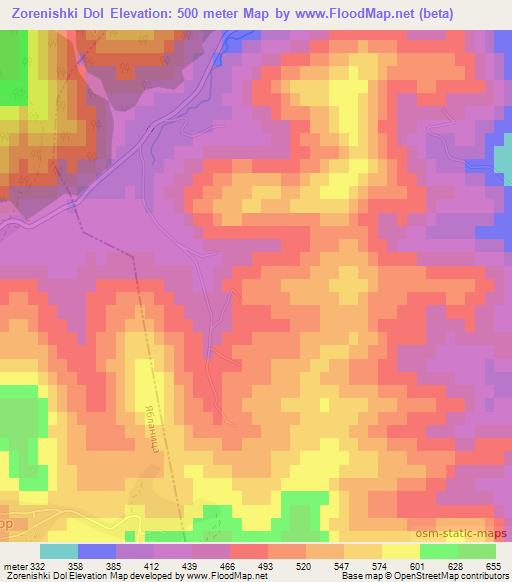 Zorenishki Dol,Bulgaria Elevation Map