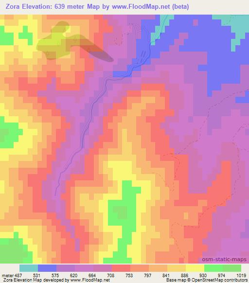 Zora,Bulgaria Elevation Map