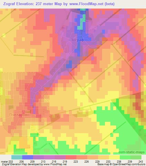 Zograf,Bulgaria Elevation Map