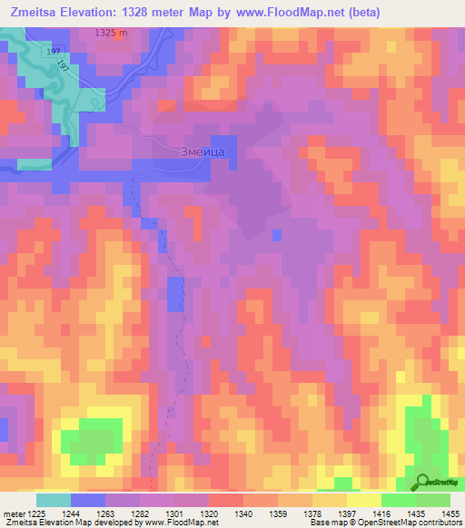 Zmeitsa,Bulgaria Elevation Map