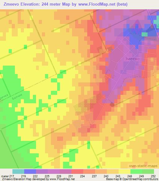 Zmeevo,Bulgaria Elevation Map