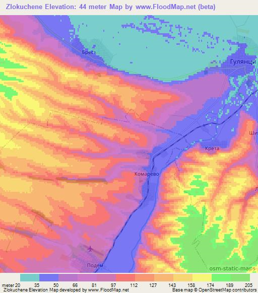 Zlokuchene,Bulgaria Elevation Map