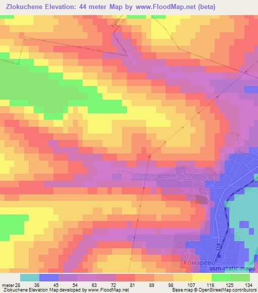 Zlokuchene,Bulgaria Elevation Map