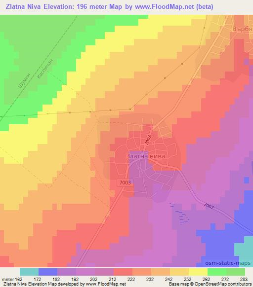 Zlatna Niva,Bulgaria Elevation Map