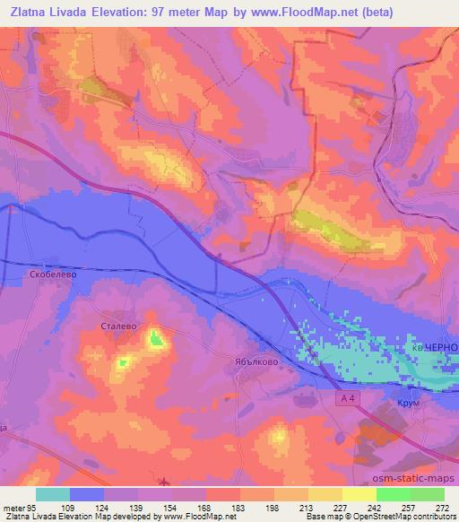 Zlatna Livada,Bulgaria Elevation Map