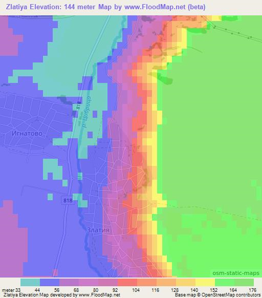 Zlatiya,Bulgaria Elevation Map