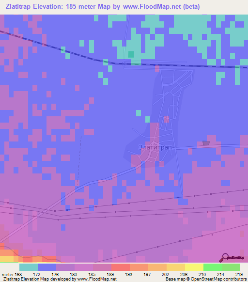 Zlatitrap,Bulgaria Elevation Map