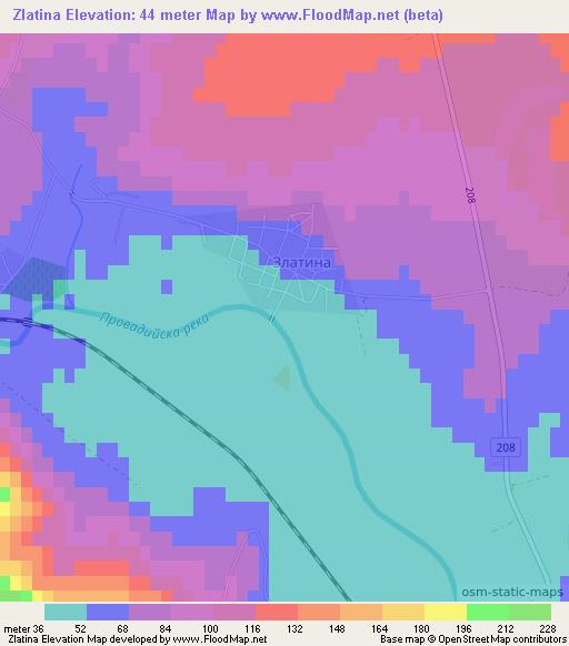 Zlatina,Bulgaria Elevation Map