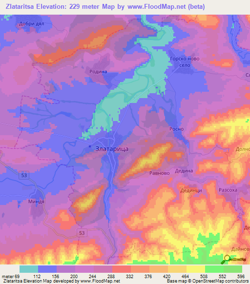 Zlataritsa,Bulgaria Elevation Map
