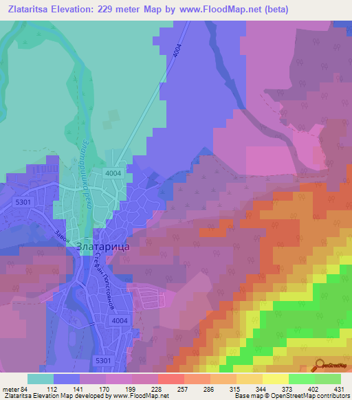 Zlataritsa,Bulgaria Elevation Map