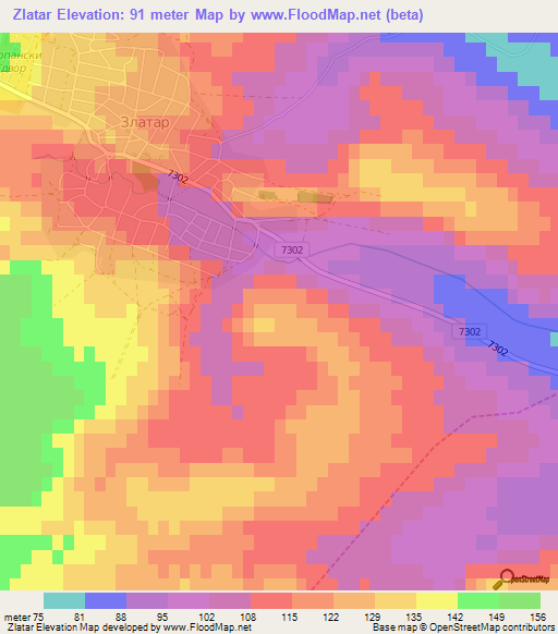 Zlatar,Bulgaria Elevation Map