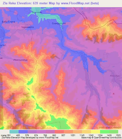 Zla Reka,Bulgaria Elevation Map