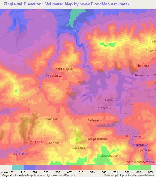 Zingievtsi,Bulgaria Elevation Map