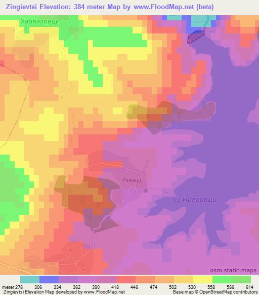 Zingievtsi,Bulgaria Elevation Map