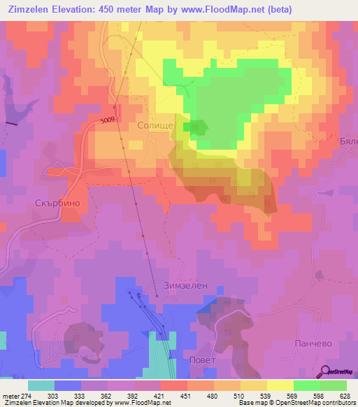 Zimzelen,Bulgaria Elevation Map