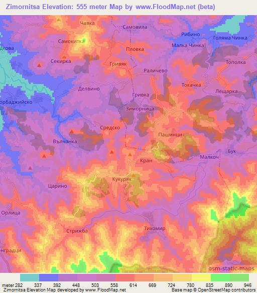 Zimornitsa,Bulgaria Elevation Map