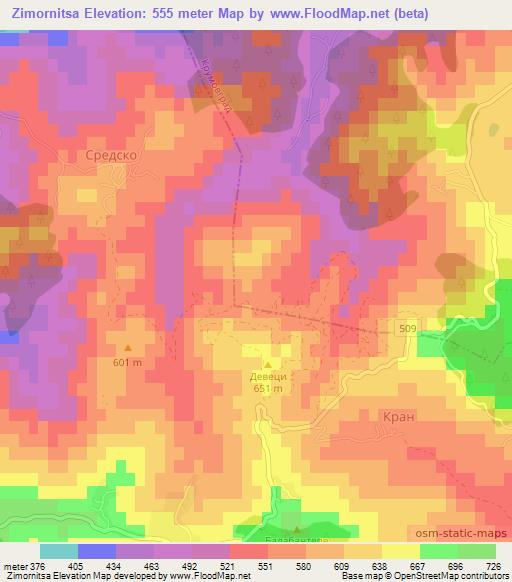Zimornitsa,Bulgaria Elevation Map