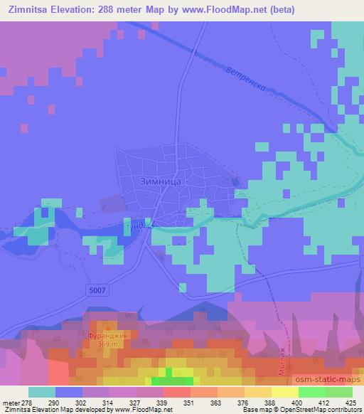 Zimnitsa,Bulgaria Elevation Map