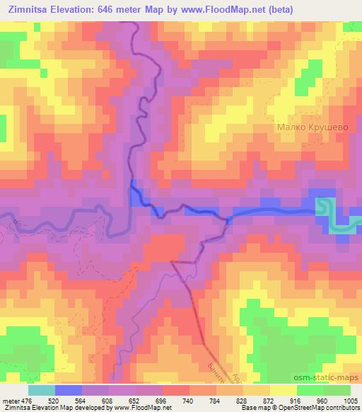 Zimnitsa,Bulgaria Elevation Map