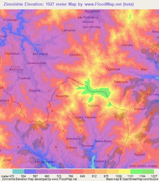 Zimnishte,Bulgaria Elevation Map