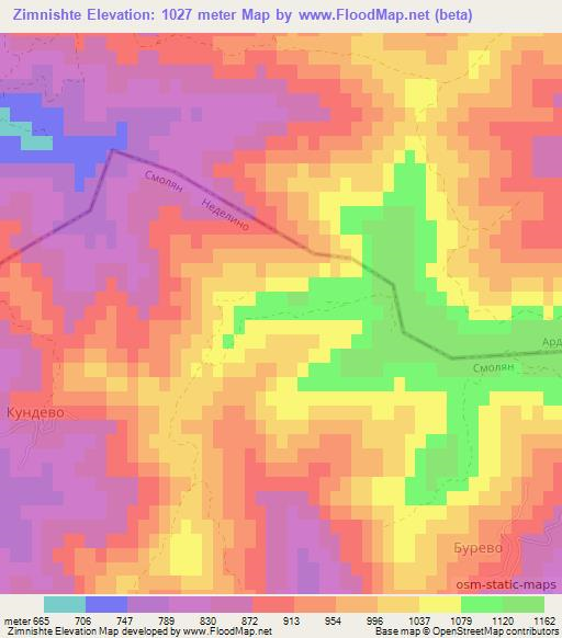 Zimnishte,Bulgaria Elevation Map