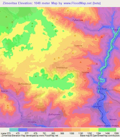 Zimevitsa,Bulgaria Elevation Map
