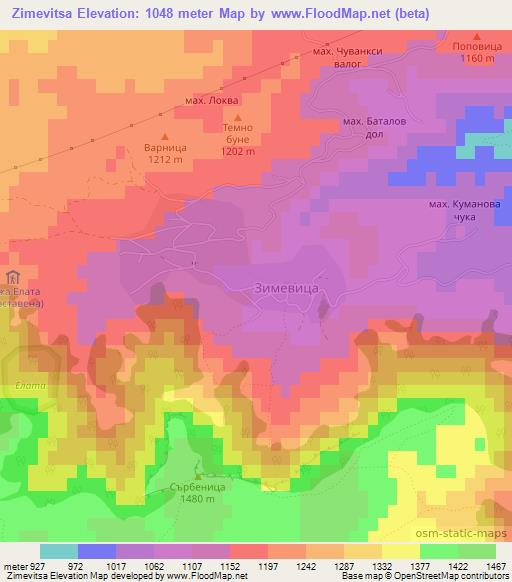 Zimevitsa,Bulgaria Elevation Map