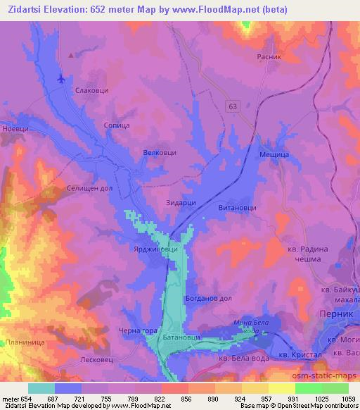 Zidartsi,Bulgaria Elevation Map