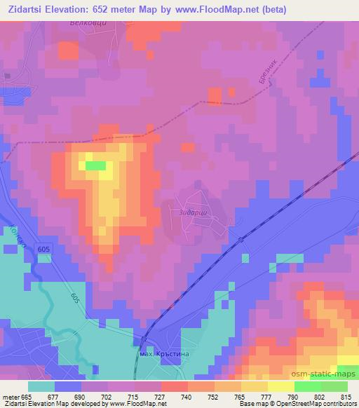 Zidartsi,Bulgaria Elevation Map
