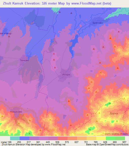 Zhult Kamuk,Bulgaria Elevation Map