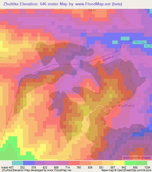 Zhultika,Bulgaria Elevation Map