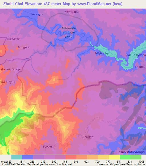 Zhulti Chal,Bulgaria Elevation Map