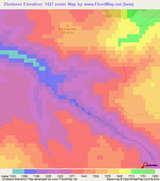 Zhrebevo,Bulgaria Elevation Map
