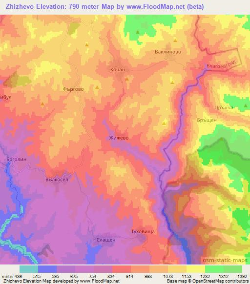 Zhizhevo,Bulgaria Elevation Map