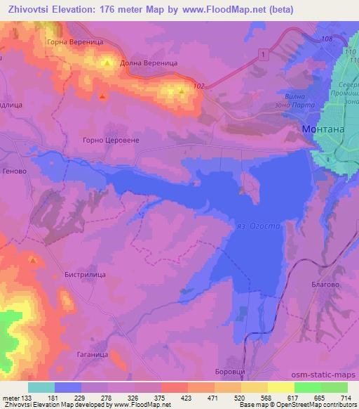 Zhivovtsi,Bulgaria Elevation Map