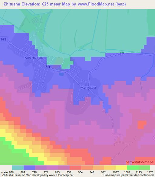 Zhitusha,Bulgaria Elevation Map
