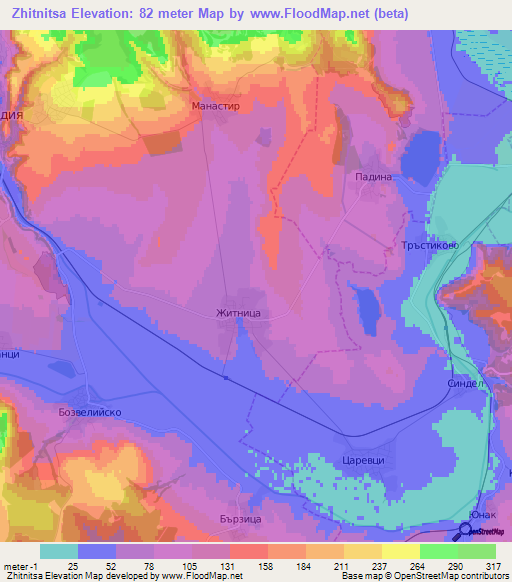 Zhitnitsa,Bulgaria Elevation Map