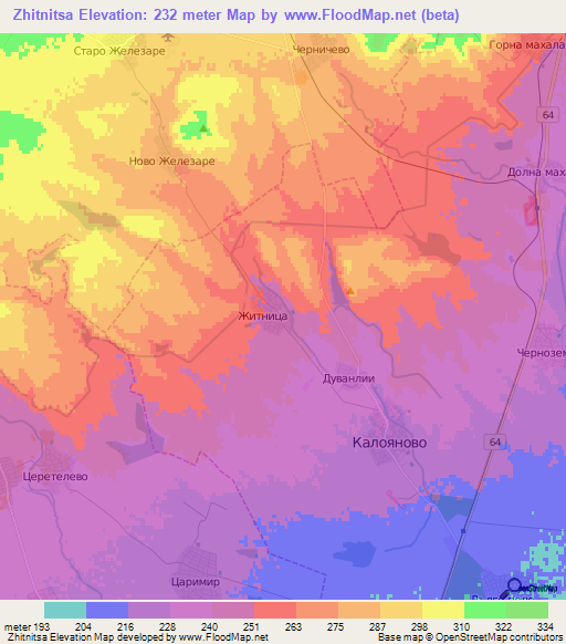 Zhitnitsa,Bulgaria Elevation Map