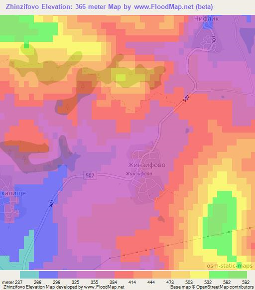 Zhinzifovo,Bulgaria Elevation Map